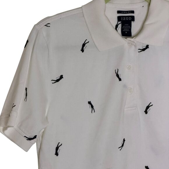 Izod X Tra Dry Golf Polo Shirt Top Blouse Graphic Ladies Women White M bv - Picture 2 of 6